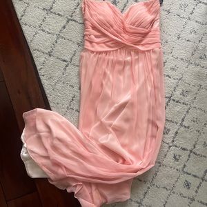 Beautiful chiffon blush pink bridesmaid dress